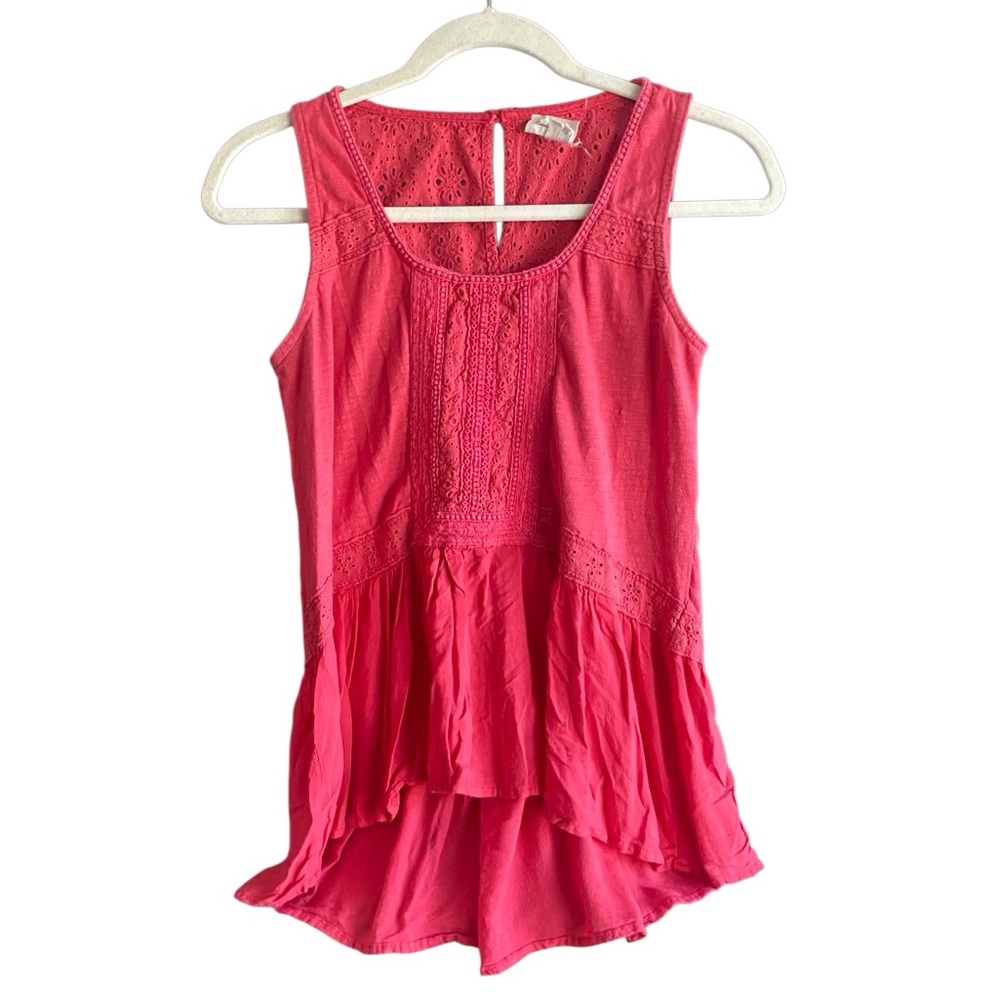 Anthropologie Meadow Rue Crimson Sleeveless High Low Top. Size X-Small.